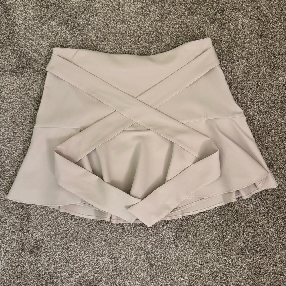 Cream Zara Mini Skort w/ Tie Detail